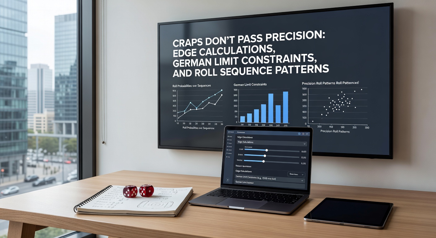 Craps-Tisch mit Don't Pass-Wette markiert, Würfel rollen über grünes Filz, Spieler analysieren Sequenzen