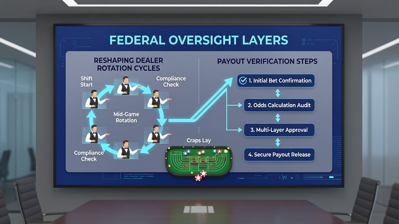 Craps-Layout mit Verifizierungsprotokollen unter föderaler Aufsicht