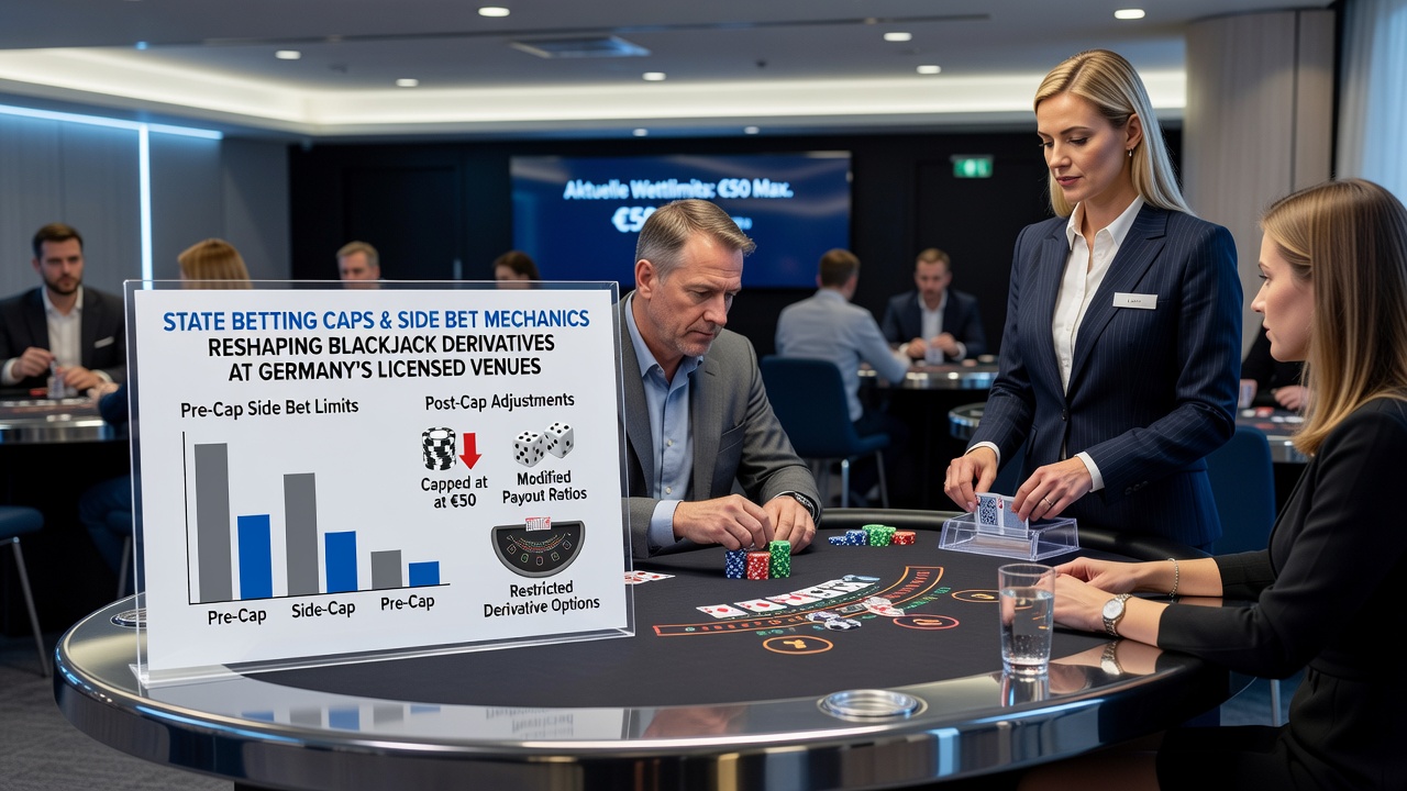 Illustration von angepassten Blackjack-Derivaten mit Seitenwetten unter staatlichen Limits in regulierten deutschen Venues