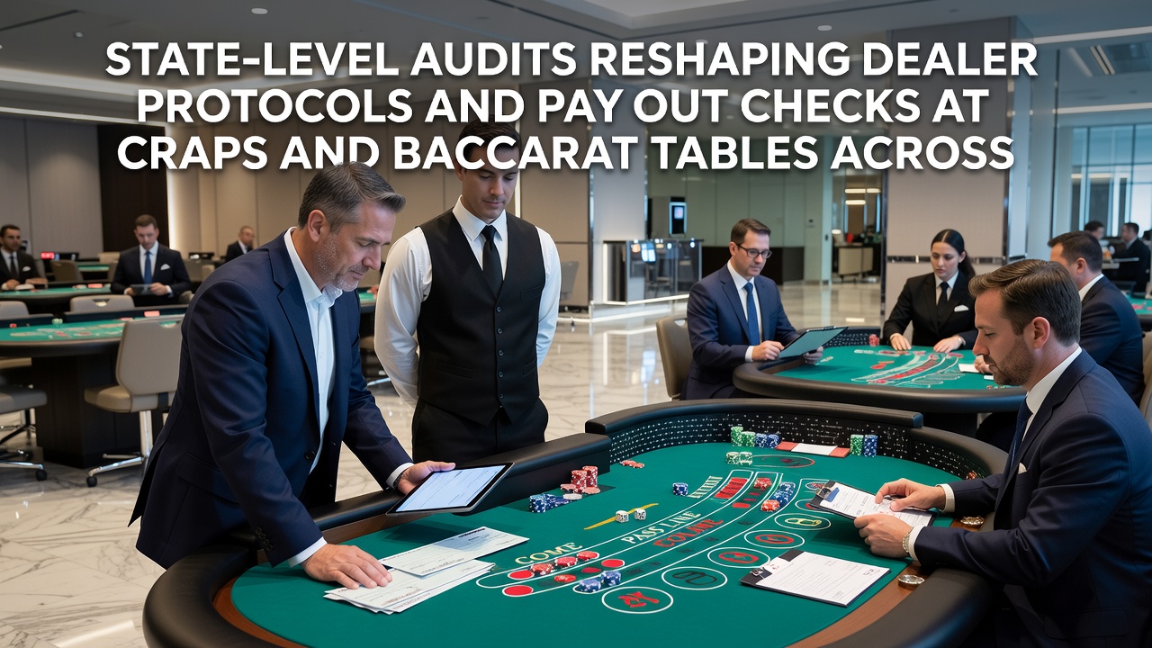 Detailaufnahme eines Baccarat-Tisches mit Überwachungsausrüstung während eines Audits