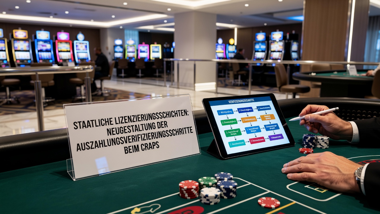 Detailansicht eines Craps-Layouts mit digitalen Prüfgeräten und Dokumentationsformularen