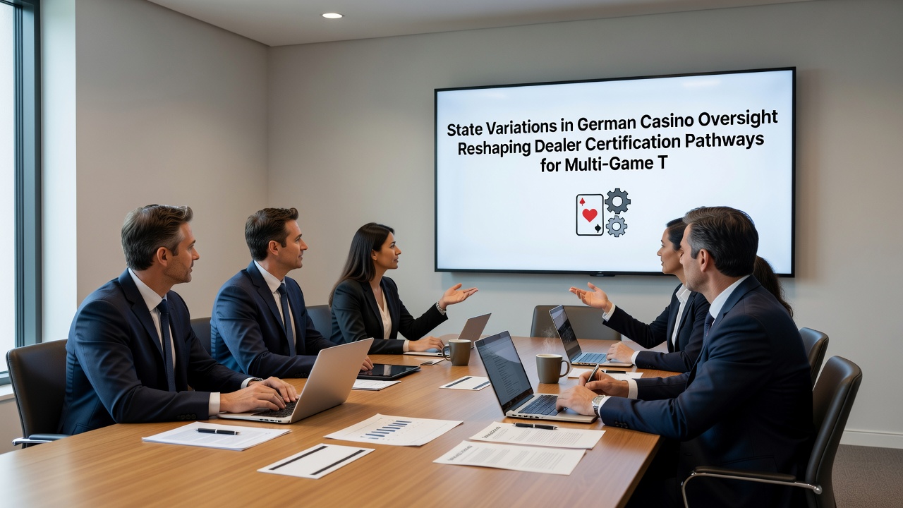 Prüfungssituation für Dealer-Zertifizierung an Multi-Game-Tischen mit regionalen Aufsichtsbeamten